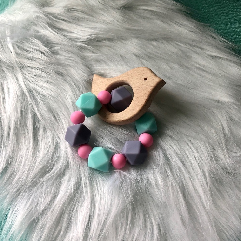 Handmade teething ring bird